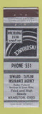 Matchbook Cover - Seward Taylor Insurance Hamilton OH ADVANCE