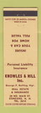 Matchbook Cover - Knowles and Hill Insurance Real Estate Concord NH low phone #