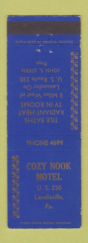 Matchbook Cover - Cozy Nook Motel Landisville PA low phone #