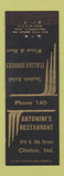Matchbook Cover - Antonini's Italian Restaurant Clinton IN low phone #