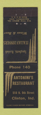 Matchbook Cover - Antonini's Italian Restaurant Clinton IN low phone #