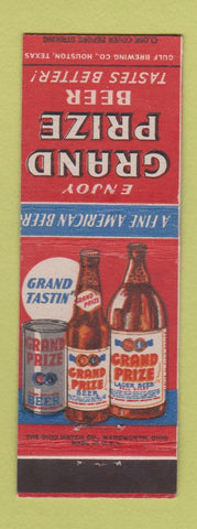 Matchbook Cover - Grand Prize Beer Houston TX Gulf Brewing