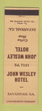 Matchbook Cover - John Wesley Hotel Savannah GA