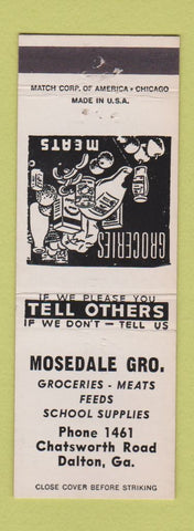 Matchbook Cover - Mosedale Grocery feed Dalton GA low phone #