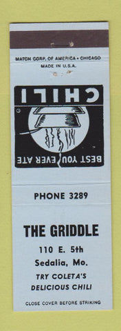 Matchbook Cover - The Griddle Sealia MO low phone #