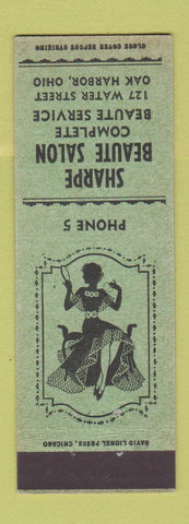 Matchbook Cover - Sharpe Beauty Salon Oak Harbor OH girlie low phone #