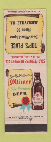 Matchbook Cover - Oltimer Beer Top's Place Jerseyville IL low phone #