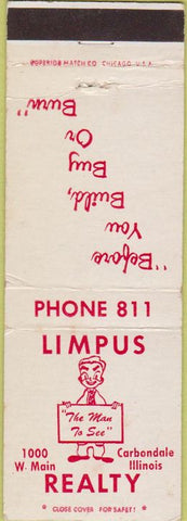 Matchbook Cover - Limpus Realty Carbondale IL wear