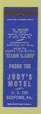 Matchbook Cover - Judy's Motel Bedford PA low phone #