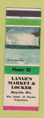 Matchbook Cover - Lange's Market Locker Mayville WI low phone #