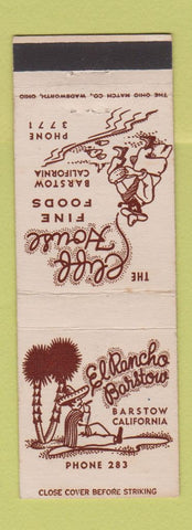 Matchbook Cover - Cliff House Restaurant Barstow CA low phone # El Rancho