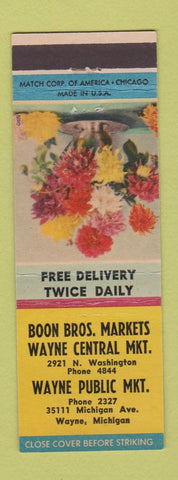 Matchbook Cover - Boon Bros Grocery Wayne MI