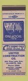 Matchbook Cover - United Construction La Porte IN low phone #