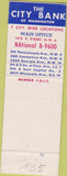 Matchbook Cover - City Bank Washington DC