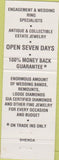 Matchbook Cover - Wedding Rings Antiques New York City
