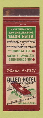 Matchbook Cover - Allen Hotel Nashivlle TN WEAR