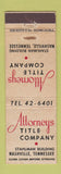 Matchbook Cover - Attorneys Title Company Nashville TN
