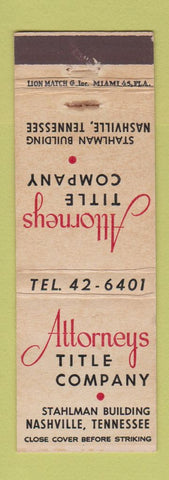 Matchbook Cover - Attorneys Title Company Nashville TN