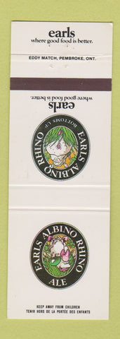 Matchbook Cover - Earl's Albino Rhino Ale Beer Canada