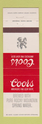 Matchbook Cover - Coors Beer Golden Colorado