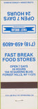Matchbook Cover - Fast Break Food Stores Forest Hills NY