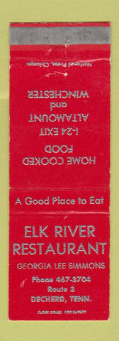 Matchbook Cover - Elk River Restaurant Decherd TN WEAR