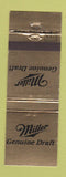 Matchbook Cover - Miller Genuine Draft Beer