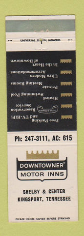 Matchbook Cover - Downtowner Motor Inns Kingsport TN