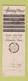 Matchbook Cover - Holiday Press Memphis TN