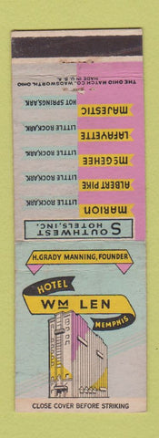 Matchbook Cover - Hotel William Len Memphis TN