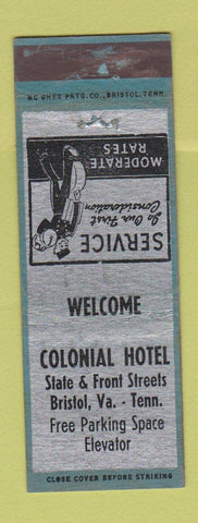Matchbook Cover - Colonial Hotel Bristol VA bellhop