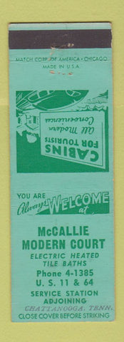 Matchbook Cover - McCallie Modern Court Motel Chattanooga TN