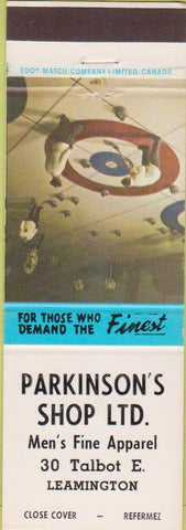 Matchbook Cover - Parkinson's Men's Clothes Leamington ON