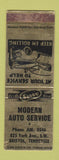 Matchbook Cover - Modern Auto Service Bristol TN WORN SAMPLE