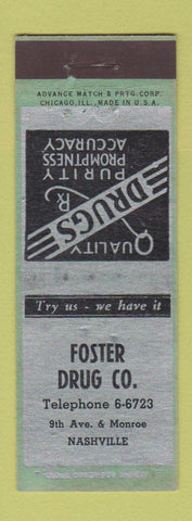 Matchbook Cover - Foster Drug Nashville TN ADVANCE