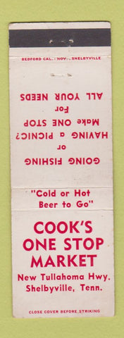 Matchbook Cover - Cook's One Stop Market Shelbyville TN
