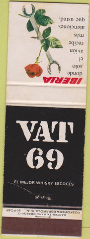 Matchbook Cover - Iberia Vat 69 Whisky WORN Mexico?
