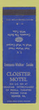 Matchbook Cover - Cloister Motel Denver PA