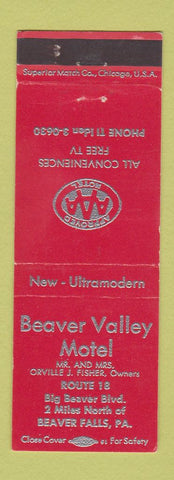Matchbook Cover - Beaver Valley Motel Beaver Falls PA