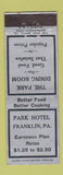 Matchbook Cover - Park Hotel Franklin PA