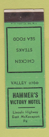 Matchbook Cover - Hammer's Victory Hotel East McKeesport PA SAMPLE