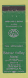 Matchbook Cover - Beaver Valley Motel Beaver Falls PA GREEN