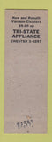 Matchbook Cover - Tri State Appliance Chester PA