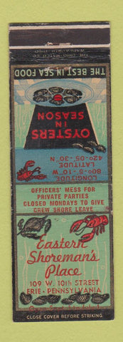 Matchbook Cover - Eastern Shoreman's Place Erie PA