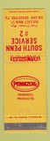 Matchbook Cover - South Penn Service Bradford PA Pennzoil oil