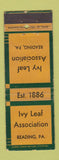 Matchbook Cover - Ivy Leaf Association Reading PA WEAR