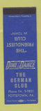 Matchbook Cover - The German Club Pottstown PA