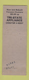Matchbook Cover - Tri State Appliance Chester PA