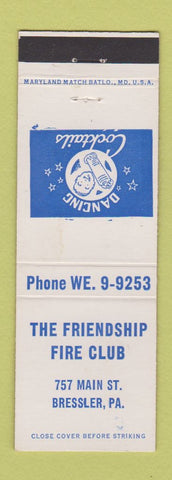 Matchbook Cover - Friendship Fire Club Bressler PA