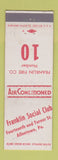 Matchbook Cover - Franklin Social Club Allentown PA #2